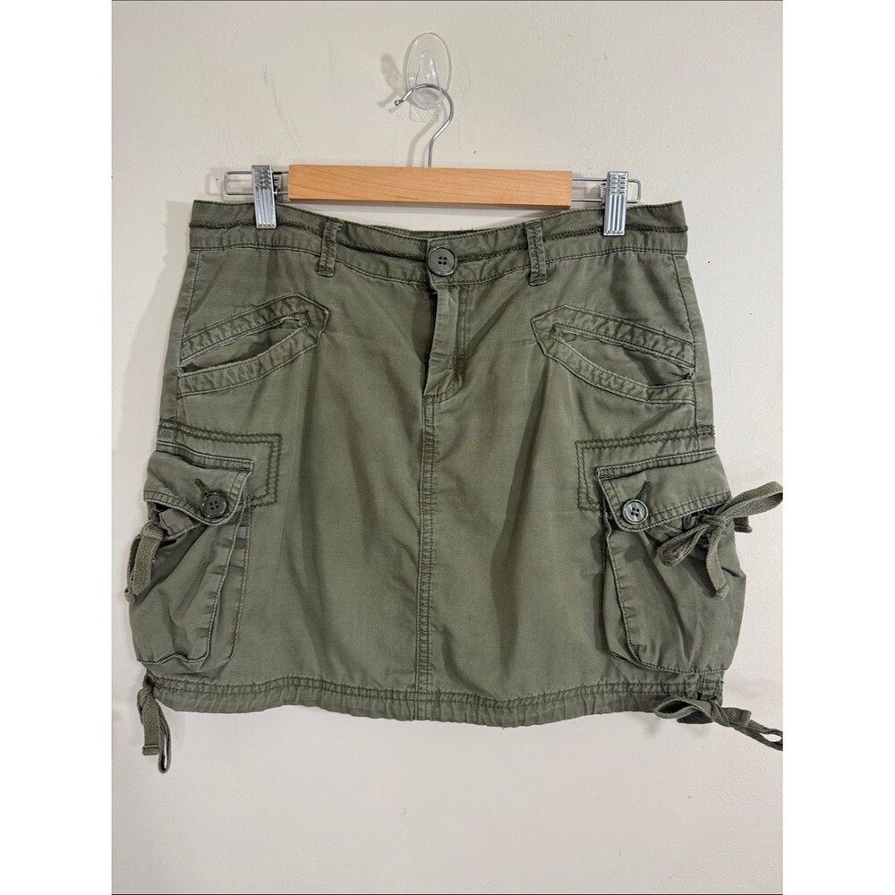 Prana Olive Green Cargo Mini Skirt size 4 Utility Gorpcore Summer Boho Casual